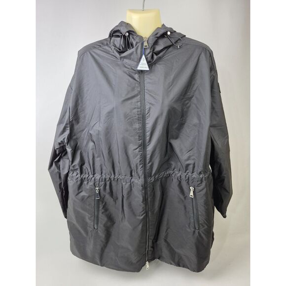 Moncler Women's Black Wete Boxy Hooded Windbreaker Jacket Size 1 - Picture 4 of 10